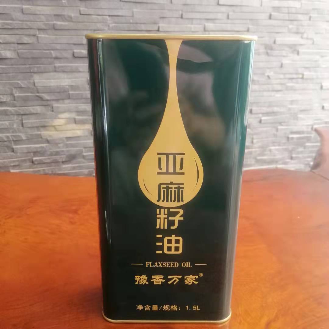 1.5L亞麻籽油印花鐵罐 1.5升亞麻籽油方形鐵桶